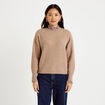 Pull col rond manches longues beige femme