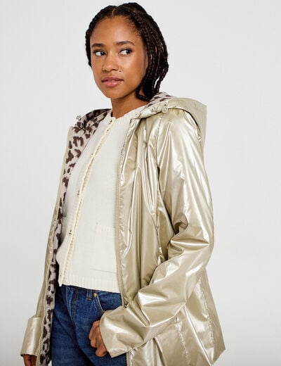 Parka r&eacute;versible &agrave; capuche couleur or femme