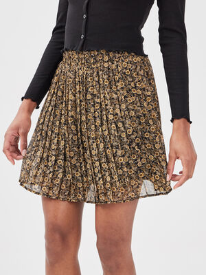 Jupe evasee plissee noir femme
