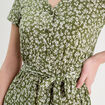 Robe évasée boutonnée vert kaki femme