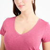 T-shirt col v manches courtes vieux rose femme