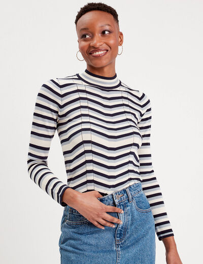 Pull col montant blanc femme