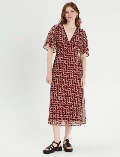 Robe longue empire dos ouvert rouge femme