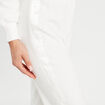 Pantalon carotte bandes satin ecru femme
