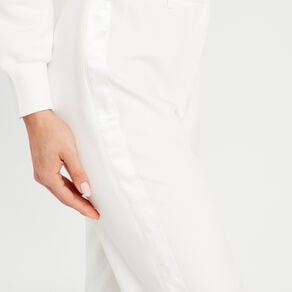 pantalon carotte bandes satin ecru femme Pantalon carotte bandes satin ecru femme