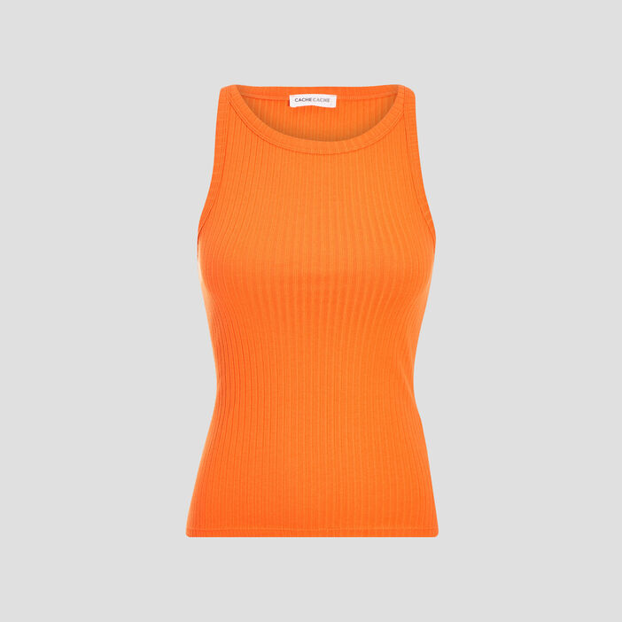Débardeur bretelles larges orange femme