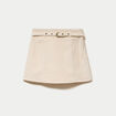 Jupe-short &eacute;vas&eacute;e velours ceinture ecru femme