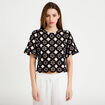 T-shirt manches courtes aspect dentelle ecru femme