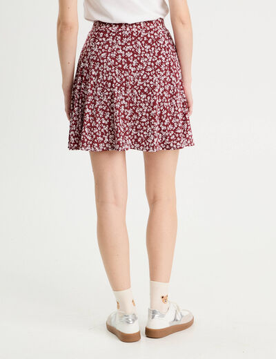 Jupe-short patineuse marron cognac femme