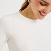 T-shirt ajust&eacute; col rond manches courtes ecru femme