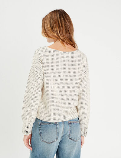 Sweat manches longues ecru femme