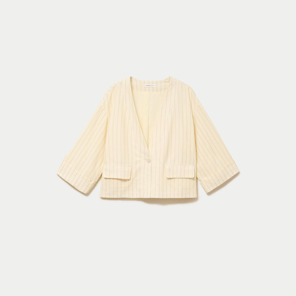 Veste ample manches 3/4 jaune pastel femme