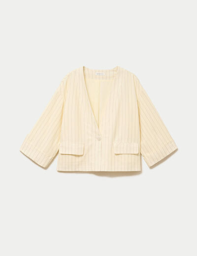 Veste ample manches 3/4 jaune pastel femme