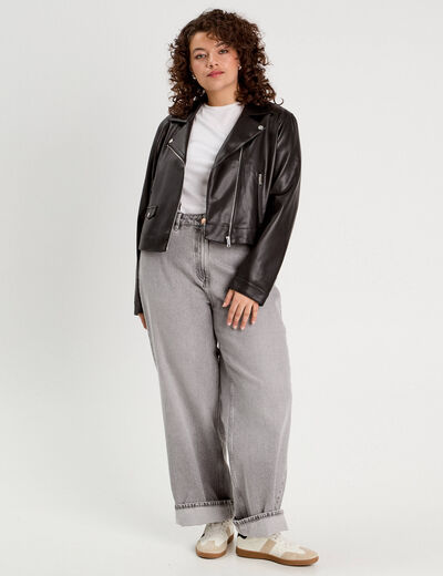 Veste biker simili cuir noir femme
