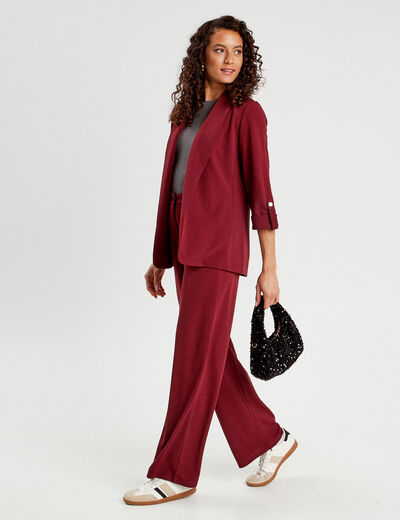 Veste blazer manches 3/4 bordeaux femme