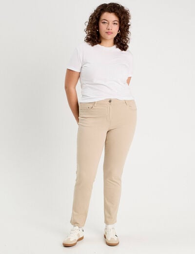 Jeans slim 5 poches taupe femme