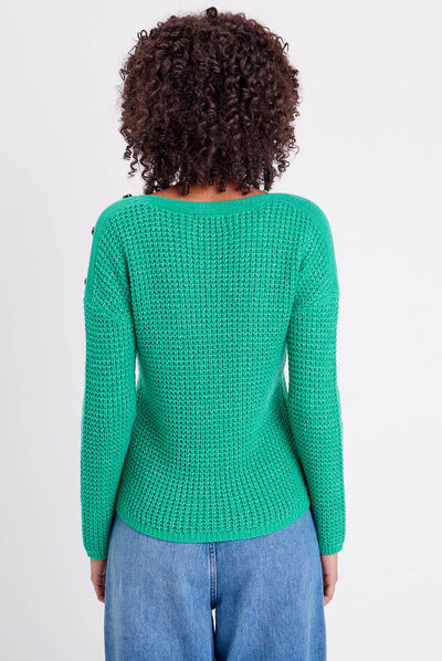 Pull manches longues vert femme