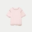 Top col rond manches courtes rose clair femme