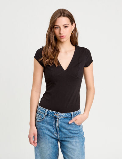 Body manches courtes noir femme
