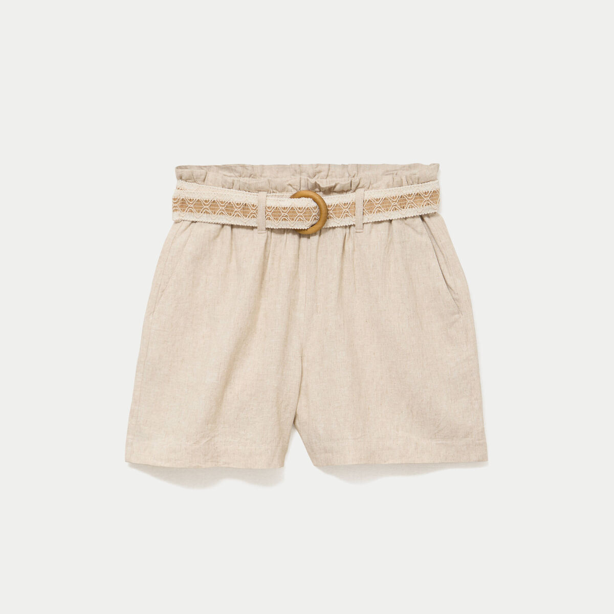 Short avec ceinture amovible beige femme