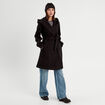 Manteau ceinturé à capuche noir femme