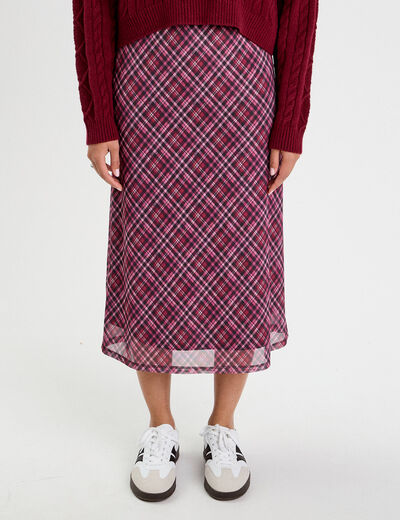 Jupe longue évasée rouge cerise femme