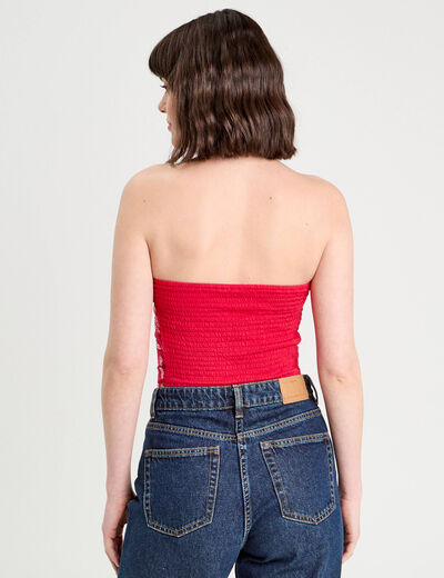 Crop top bandeau rouge femme