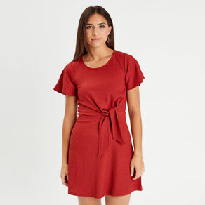 robe evasee detail noeud vieux rose femme Robe évasée détail noeud vieux rose femme