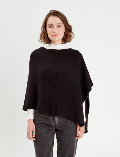 Poncho asymétrique noir femme