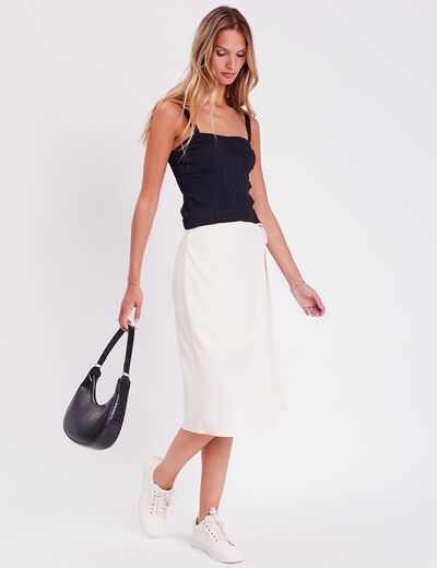 Débardeur bustier gauffré noir femme