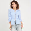 Blouse manches 3/4 nou&eacute;e bleu fonc&eacute; femme