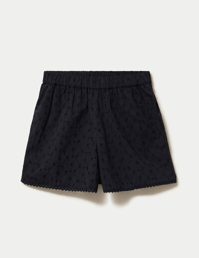 Short avec broderie noir femme