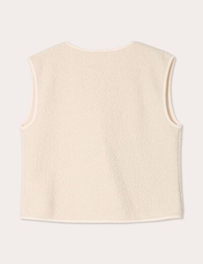 Gilet sans manches polaire ecru femme
