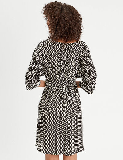 Robe évasée manches 3/4 blanc femme