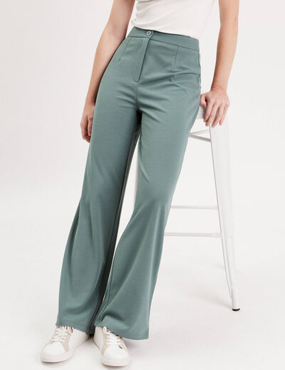 Pantalon large vert foncé femme