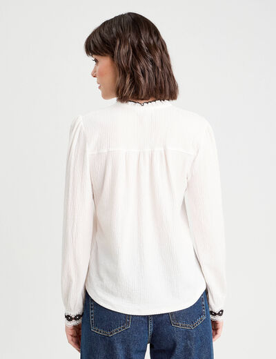 Blouse manches longues ecru femme