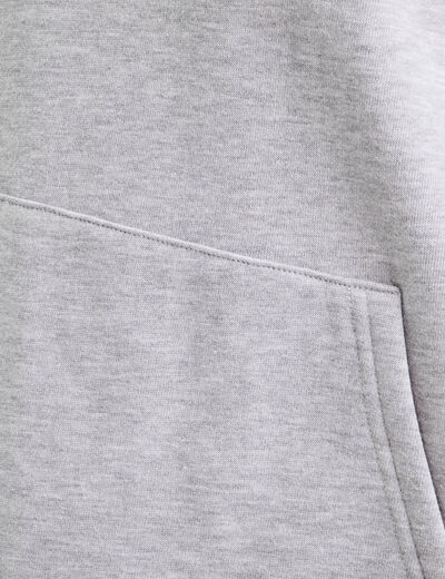 Sweat droit long &agrave; capuche gris clair femme