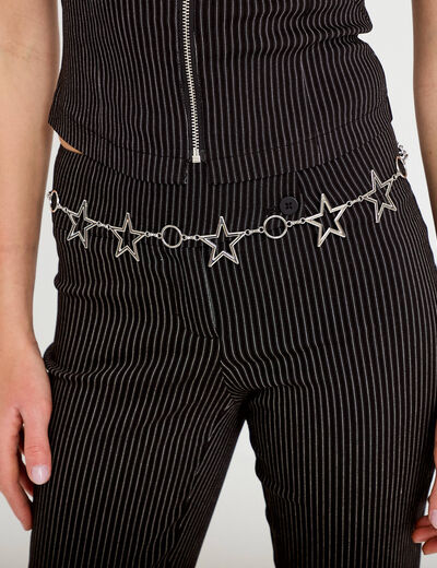 Ceinture fine avec cha&icirc;ne gris argent femme