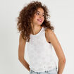 Débardeur dentelle macramé blanc femme