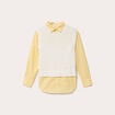Pull chemise 2-en-1 jaune clair femme