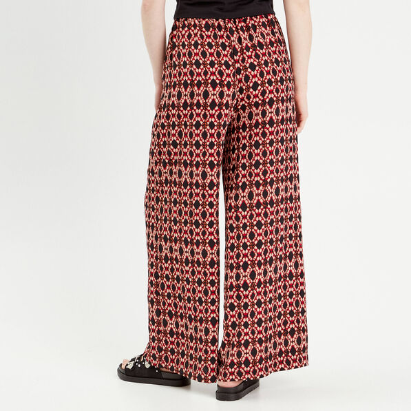 Pantalon large fluide rouge femme