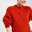 Pull col montant marron cognac femme