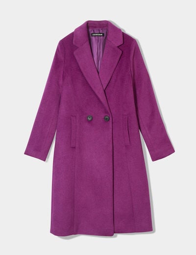 Manteau cintré boutonné violet foncé femme