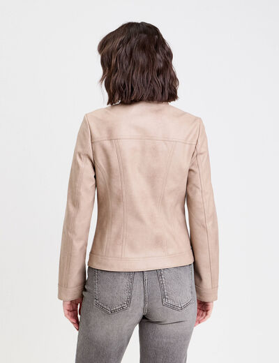 Veste droite zipp&eacute;e sable femme