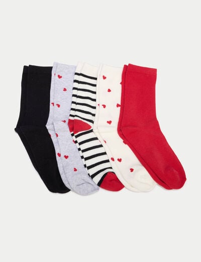 Lot 5 paires de chaussettes rouge femme