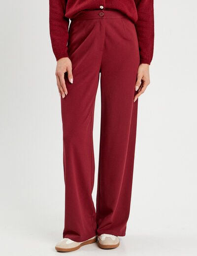 Pantalon large bordeaux femme