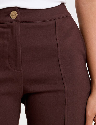 Pantalon bootcut stretch marron foncé femme