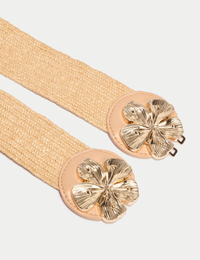 Ceinture large chin&eacute;e ecru femme