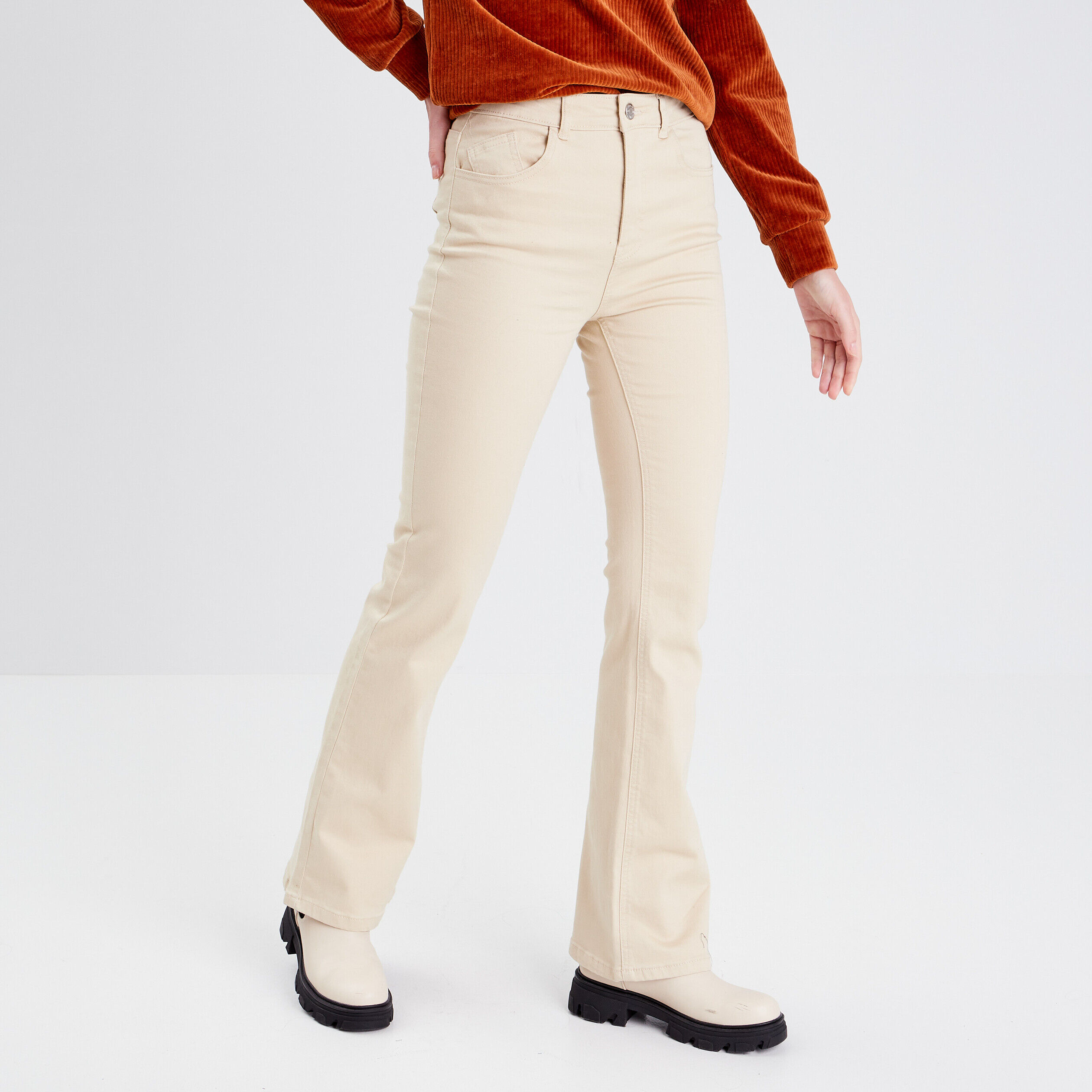 Jean beige clearance femme taille haute
