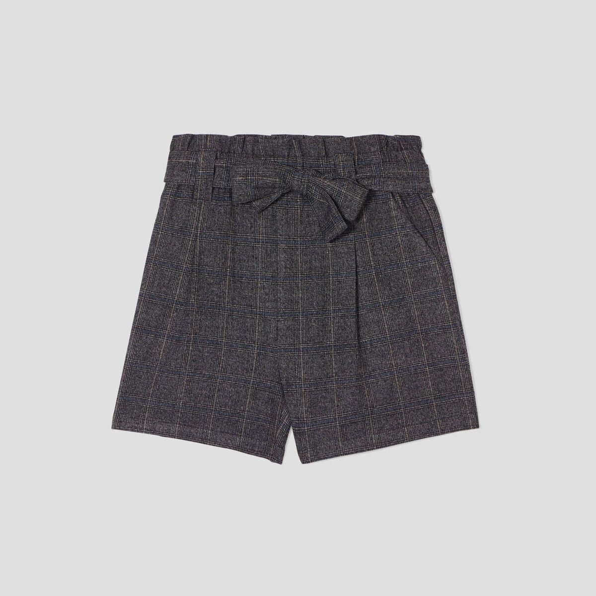 Short droit ceinturé noir femme